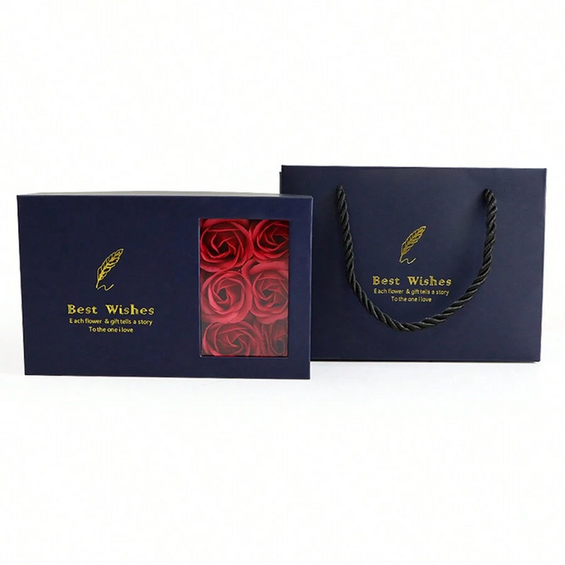 Caixa de presentes com 6 rosas eternas aromáticas