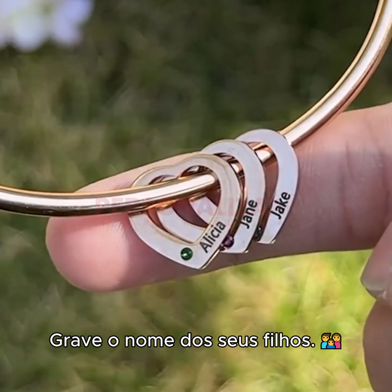 Pulseira Coração de Mãe Personalizável com nomes - Grave o nome da sua família