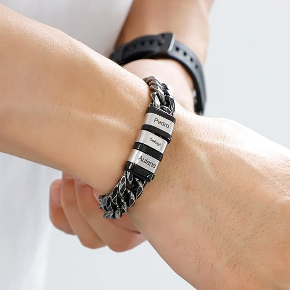 Pulseira Masculina Legado da Família  - Personalizável Com Nomes - Frete Grátis