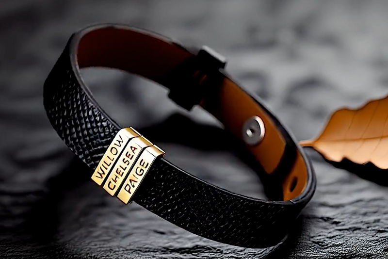 Pulseira Personalizada Dia dos Pais Gold Edition - Couro  - Gravação a Laser - 50% OFF + Frete Grátis