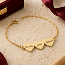 Pulseira Corações Entrelaçados personalizável com nomes - Em aço inoxidável