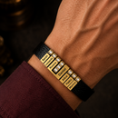 Pulseira personalizável masculina em couro com pingentes brilhantes - Grave o nome da sua família