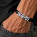 Pulseira personalizável masculina em couro com pingentes brilhantes - Grave o nome da sua família