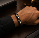 Pulseira Masculina de couro Personalizável Black Edition - Ajustável