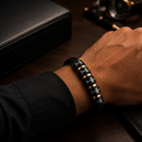Pulseira Masculina de couro Personalizável Black Edition - Ajustável