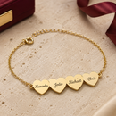 Pulseira Corações Entrelaçados personalizável com nomes - Em aço inoxidável