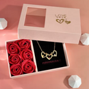 Colar Coração de mãe Personalizável com nomes + Caixa com 6 Rosas eternas aromáticas