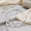 Bracelete Corações da família trançado personalizado - Grave o nome da sua família