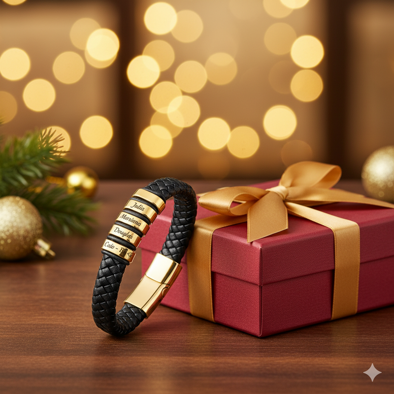 Bracelete Masculino Herói da família - Personalizável com nomes