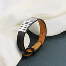 Pulseira personalizável masculina em couro com pingentes brilhantes - Grave o nome da sua família