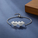Pulseira corações eternizados personalizável - Grave o nome da sua família nos corações - Em aço inoxidável