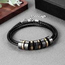 Pulseira Masculina de couro Personalizável Black Edition - Ajustável