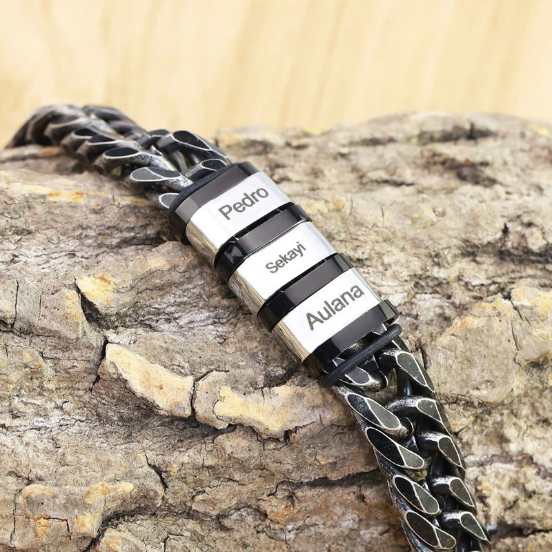 Pulseira Masculina Legado da Família  - Personalizável Com Nomes - Frete Grátis