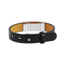 Pulseira personalizável masculina em couro com pingentes brilhantes - Grave o nome da sua família