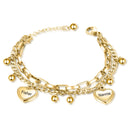 Pulseira corações eternizados personalizável com berloques - Em aço inoxidável - Grave 2 Nomes.