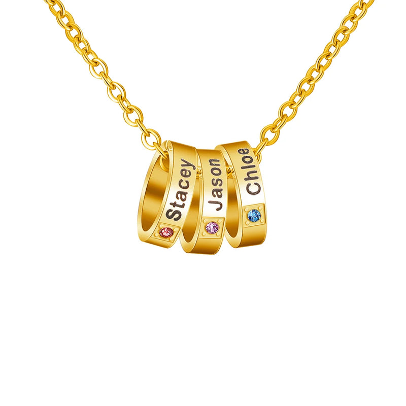 Colar circulo brilhantes personalizado com nomes - Grave o nome da sua família.