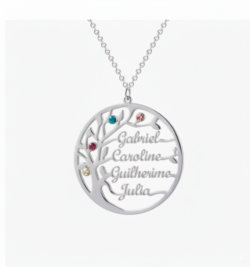 Colar Árvore da vida personalizável - Grave o nome da sua família