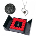Colar eu te amo em 100 Línguas + Caixa de Presentes com 6 Rosas eternas