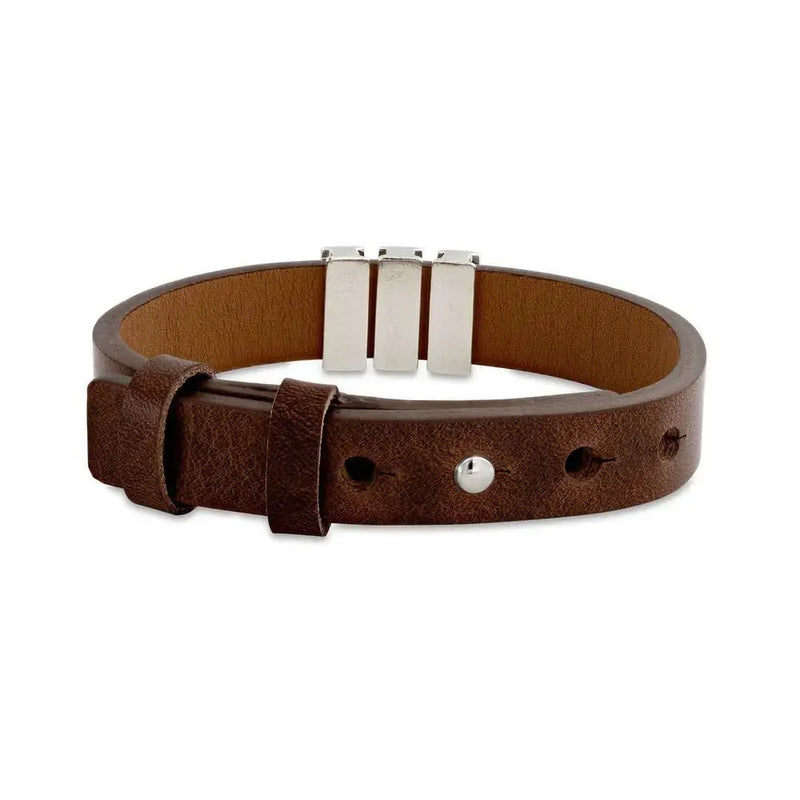 Pulseira Personalizada Dia dos Pais - Couro & Aço Inox - Gravação a Laser - 50% OFF + Frete Grátis