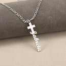 Colar Crucifixo com nome personalizado - Em aço inoxidável