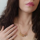 Colar Coração de mãe Personalizável com nomes + Caixa com 6 Rosas eternas aromáticas