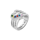 Anel Dois Corações – Personalize com Nomes e Pedras do Mês