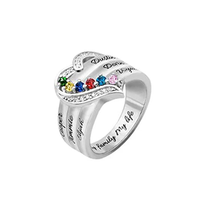 Anel Dois Corações – Personalize com Nomes e Pedras do Mês