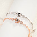 Pulseira Corações eternizados com foto projetada Personalizável - Grave uma foto dentro do colar - em aço inoxidável