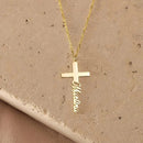 Colar Crucifixo com nome personalizado - Em aço inoxidável