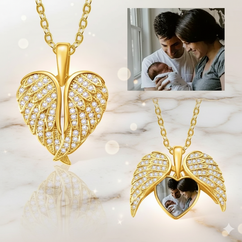 Colar anjo da guarda com personalizado foto  - Grave uma Foto especial