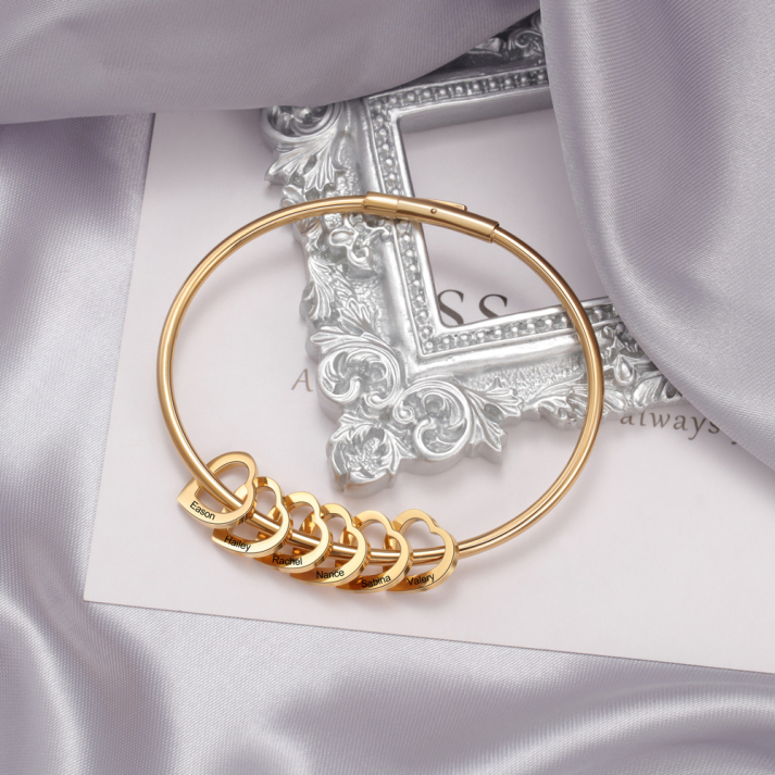 Pulseira Coração de Mãe Personalizável - Grave os Nomes de quem você ama | Gravação a Laser