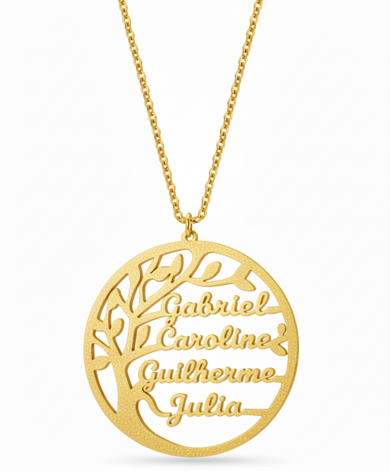 Colar Árvore da vida personalizável - Grave o nome da sua família