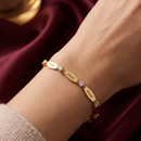Pulseira com nome da família personalizado com pedras energéticas da paz - Em aço inoxidável