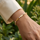 Pulseira com nome da família personalizado com pedras energéticas da paz - Em aço inoxidável