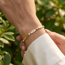 Pulseira com nome da família personalizado com pedras energéticas da paz - Em aço inoxidável