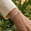 Pulseira com nome da família personalizado com pedras energéticas da paz - Em aço inoxidável