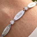 Pulseira com nome da família personalizado com pedras energéticas da paz - Em aço inoxidável