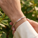 Pulseira com nome da família personalizado com pedras energéticas da paz - Em aço inoxidável