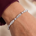 Pulseira com nome da família personalizado com pedras energéticas da paz - Em aço inoxidável