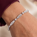 Pulseira com nome da família personalizado com pedras energéticas da paz - Em aço inoxidável