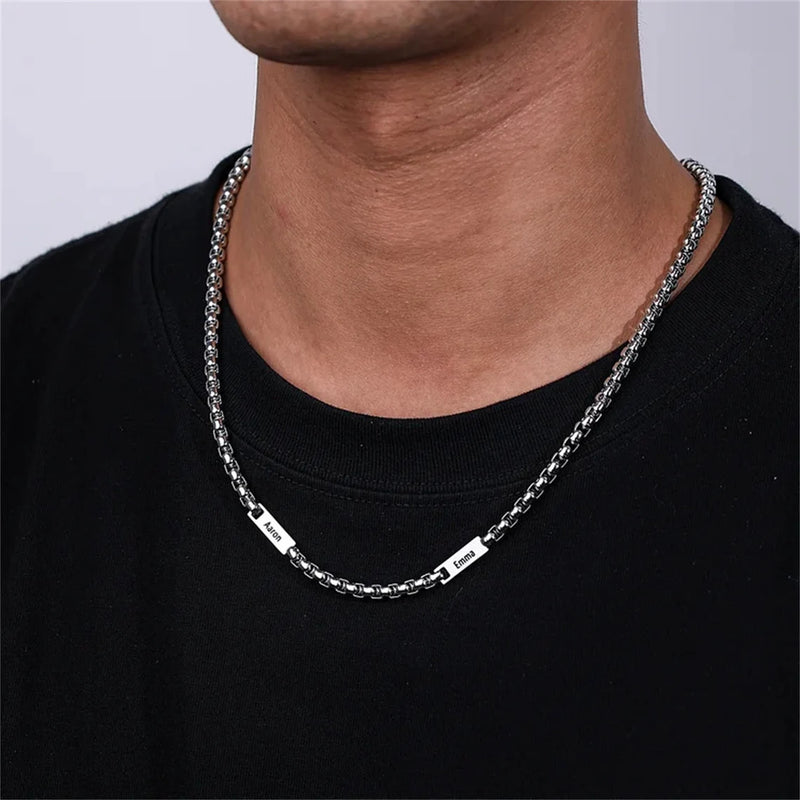 Colar com pingentes personalizados masculino em aço inoxidável - Promoção especial