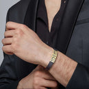 Pulseira personalizável masculina em couro com pingentes brilhantes - Grave o nome da sua família