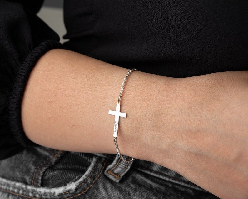 Pulseira Fé infinita personalizada com nome - Em aço inoxidável