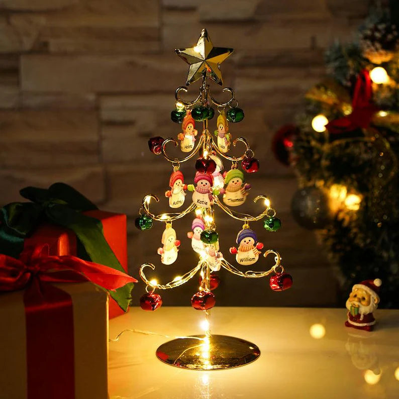 Árvore de Natal Bonecos de neve personalizada com nomes - Grave o nome da sua família