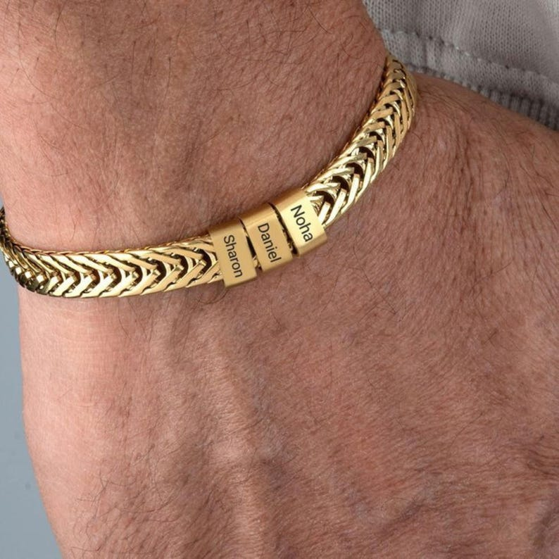 Pulseira  Masculina Personalizável com nomes - Gold Edition