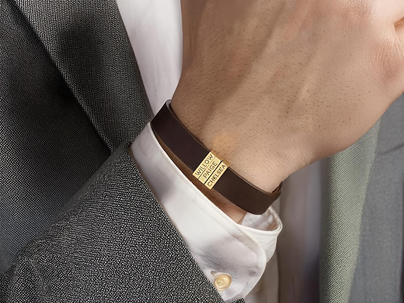 Pulseira Personalizada Dia dos Pais Gold Edition - Couro  - Gravação a Laser - 50% OFF + Frete Grátis