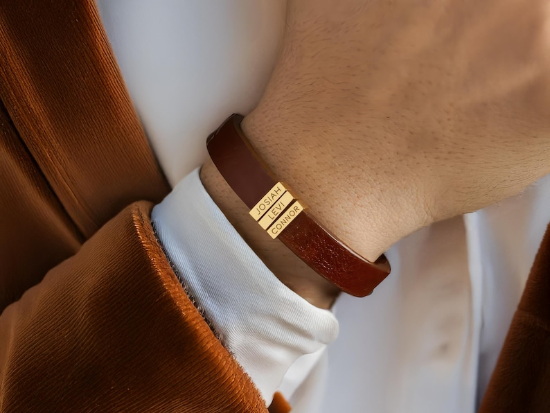 Pulseira Personalizada Dia dos Pais Gold Edition - Couro  - Gravação a Laser - 50% OFF + Frete Grátis