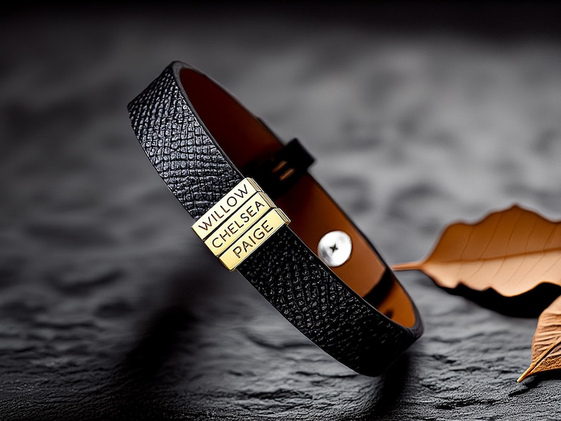 Pulseira Personalizada Dia dos Pais Gold Edition - Couro  - Gravação a Laser - 50% OFF + Frete Grátis