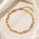 Pulseira com nome da família personalizado com pedras energéticas da paz - Em aço inoxidável