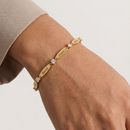 Pulseira com nome da família personalizado com pedras energéticas da paz - Em aço inoxidável